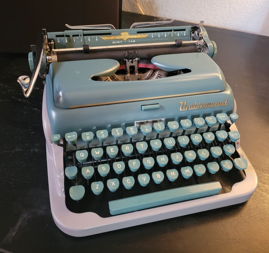 Powder-blue Underwood Quiet Tab typewriter